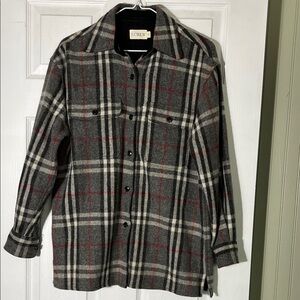 J. Crew Women's Black and Red Plaid Button Down Shirt/Jacket